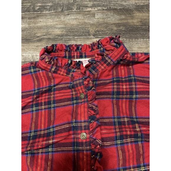 Brooks Brothers Red Fleece Women’s Flannel Sz 8 Shirt Plaid Ruffle Top Blouse - Picture 4 of 6